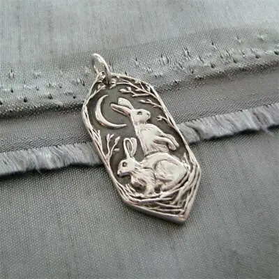 Vintage Moon Rabbit Hares Charm Pendant Necklace Women Wedding Retro Jewelry • $8.99