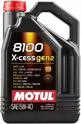 Motul 109776 8100 X-Cess Gen2 5W-40 Motor Oil 5-Liter Bottle • $42.09