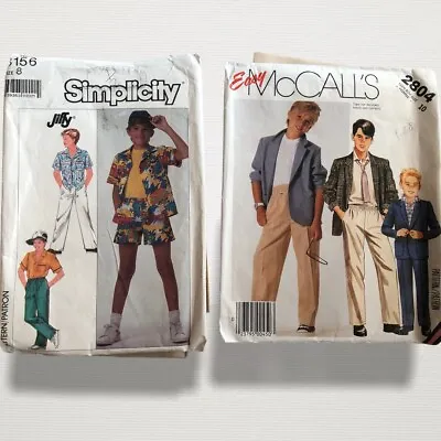 Vintage Teen Boys Sewing Patterns Lot Of 2 1980s Simplicity McCalls Size 8/10 • $18.69