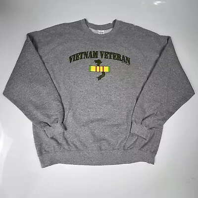 Vintage 2004 Y2K Vietnam Veterans Boxy Grey Grandpa 00s Sweatshirt Men's 2XL XXL • $24.99