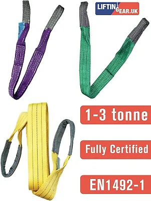 1-3 Tonne Webbing Lifting Sling Certified Duplex Cargo Strap Hoist Strop 1-10m • £5.98