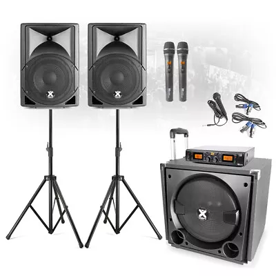 VX800 Karaoke Active PA Speaker System With Wireless Microphones Stage Sound Set • £679