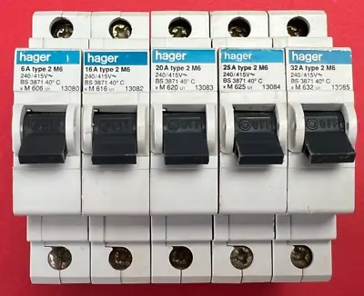 £9.99 • Buy Hager M6XX Series MCB M606 6A M616 16A M620 20A M625 25A M632 32A