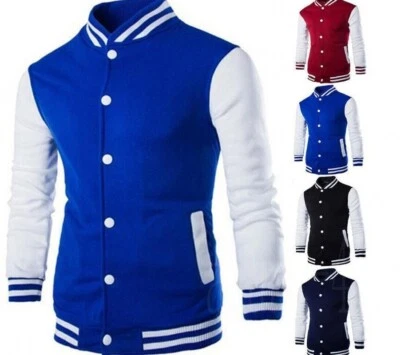 £13.99 • Buy Mens Women Varsity Baseball Jacket College Uniform Sport Coat Outwear Top Unisex