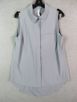 Athleta Womens Shirt Medium M Gray Sleeveless Button Up Tunic Urbanite Tech • $34.99