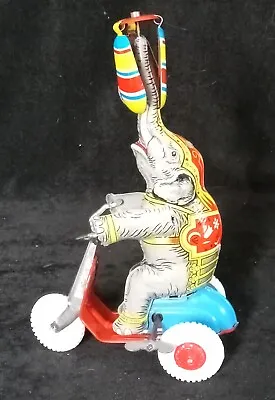 Vintage Tin Toy Wind-Up Bicycle Riding Elephant German Made • $15