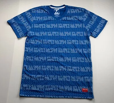 Mahi Mahi Mens Fitted T-Shirt Size Large Blue Freedom Print V-Neck Surfing Tee • $12