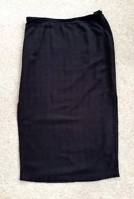 Jaeger Black Check Knee Length Linen Blend Skirt UK 16 Smart • £3
