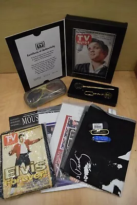 ELVIS Lot Of Collectibles Mouse Pad Glasses TV Guide Handbag Pocket Knives ETC • $49.99