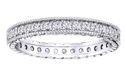 5/8 Ct Round Simulated Diamond 18K White Gold Plated Vintage Eternity Band Ring • $296.24