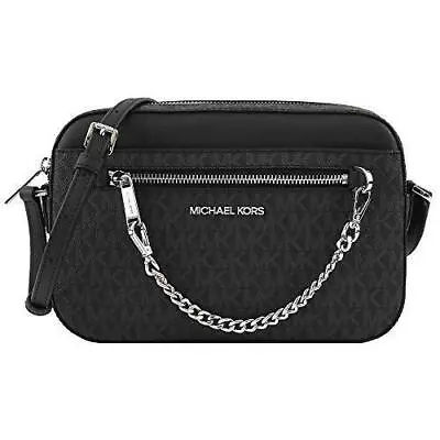 Michael Kors Jet Set Large Logo Crossbody Bag Black • $54.99