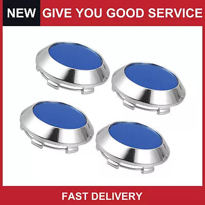 Universal 70mm Dia 6 Clips Wheel Tyre Center Hub Caps Cover Gloss Blue Pack Of 4 • $19.99