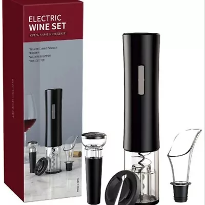 $23.95 • Buy Electric Wine Bottle Opener Corkscrew With Pourer Foil Cutter Vacuum Stopper Set