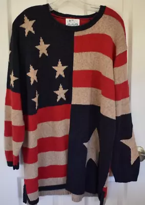 Quaker  Factory Womens 2X Sweater Red White Blue American Flag Stars & Stripes • $45.99