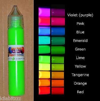 Paint Pen Fluorescent Ultraviolet Blacklight UV Reactive Glowing. 30ml Size • £4.35