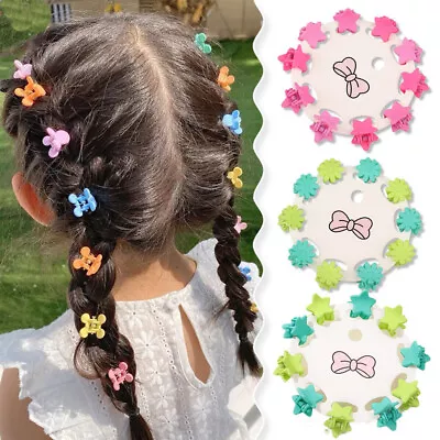 10 Mini Hair Claw Clips Clamps Small Plastic Flower Star Hair Clip Grips Pins UK • £2.94