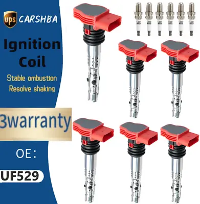 OEMquality6*Ignition Coil+6*spark Plugs Pack For Audi A4 A8 Q5 Q7 R8 S4 VW UF529 • $89.74