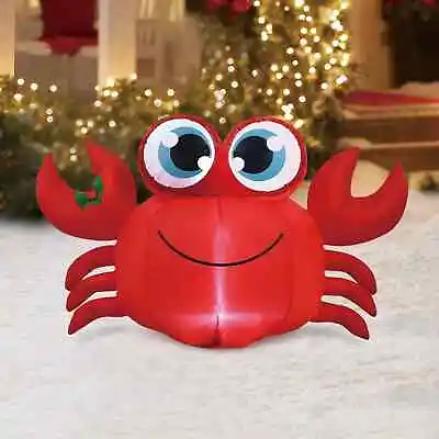 CHRISTMAS CRAB Airblown Inflatable 3.5' LED GEMMY Porch Yard DECOR SEBASTIAN NEW • $25.10