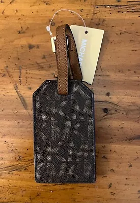 NWT Michael Kors Brown Leather Luggage Tag Jet Set Travel • $21