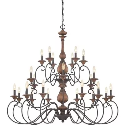 Traditional Twenty Four Light Chandelier In Rustic Black Finish - Chandelier - • $1388.95