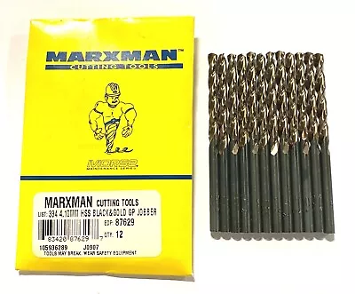 $11.30 • Buy 4.10mm Drill Bit HSS 135° Split Point Black & Gold Jobber Drills 12pk USA Made