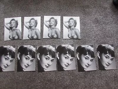 Set Of 10 Marilyn Monroe/Audrey Hepburn Greetings Cards(No Envelopes)s • £9.99