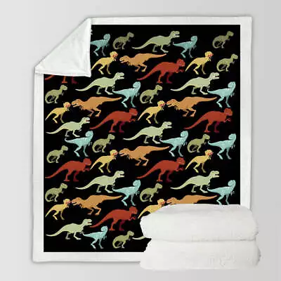 Multi Colored Dinosaurs T-rex Throw Blanket • $64.90