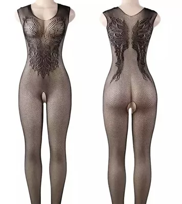 Men Sheer Bodystocking Crotchless Crossdresser Gay Pantyhose Catsuit Playsuit • £12.49