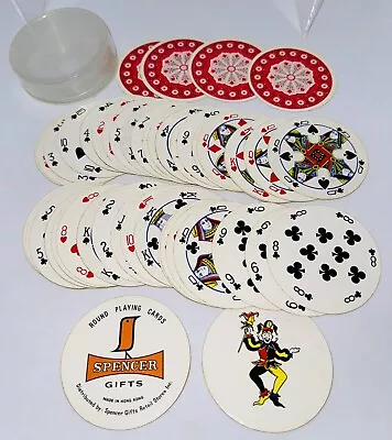 Vintage Round Playing Cards Spencer’s Souvenir 3  Red Flowers Complete Hong Kong • $9.99
