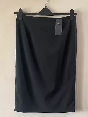 M&S Smart Skirt Black Fully Lined Pencil Skirt Back Split Size 10 Length 24” • £14.99
