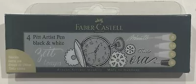 Faber-castell 4 Pitt Artist India Ink Pen Black & White-c-b-1.5-0.3-(167151)-new • $19.99