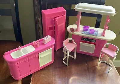 Vintage 1992 Mattel Barbie Kitchen Playset With Toaster Dishes & Food • $25