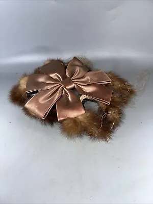 VINTAGE 40s 50s BROWN FOX AND BROWN RIBBON BOW FUR HAT WOMEN'S • $12.78