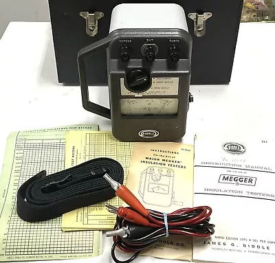 Biddle Instruments Megger Tester 21159 W/ Case Probes Manual Made In USA • $144