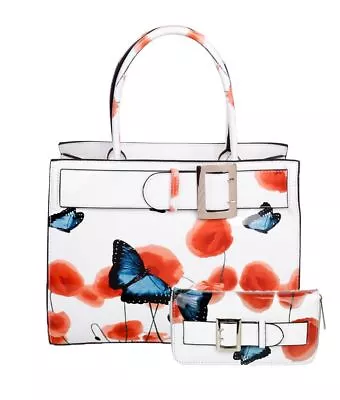 £24.99 • Buy Ladies Butterfly Print Shoulder Hand Bag Purse Poppy Flower Patent Designer New 