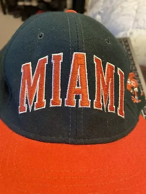 Vintage Miami Hurricanes Starter The Natural Wool Fitted Hat 6 7/8 Embroidered • $16