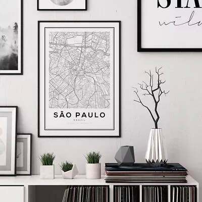 Sao Paulo Brazil Map Poster Choose Your Size • $17.03