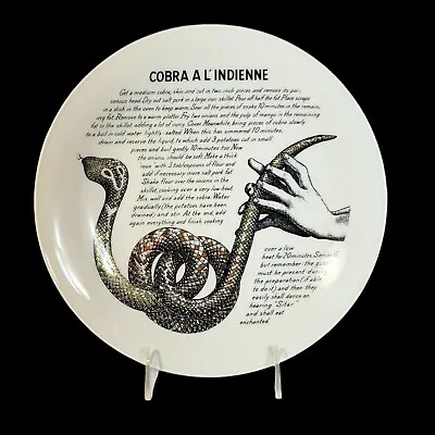 Piero Fornasetti Milano Fleming Joffe Recipe Plate COBRA A L'INDIENNE Italy • $299.95