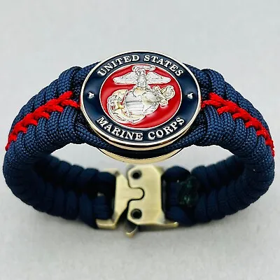 US Marine Corps Bracelet; Navy Blue & Red Stitching • $48