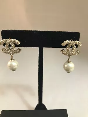 CHANEL Twist Stud Earrings Logo Large Stud Pearl Dangling Earring  • $299.99