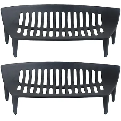 Iron Cast Fire Grate Round Curve Wood Coal Log Open Fireplace Basket Black • £42.99