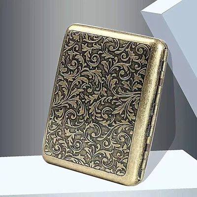 Vintage Metal Cigarette Case Box Gold Men Tobacco Holder Double-Sided 20s 85mm# • $10.88