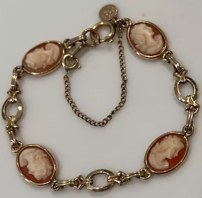 Vintage Cameo Bracelet CC Curtis Curtman 1/20 12K Gold Filled 7” 1950s Signed • $38