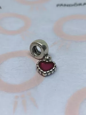 Geniune Pandora Silver Red Enamel Heart Dangle Charm • £13.99