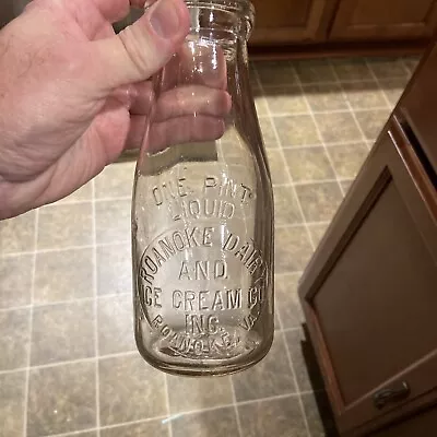 $19.99 • Buy Roanoke Dairy And Ice Cream Co. Embossed Pint Milk Bottle Roanoke Virginia VA