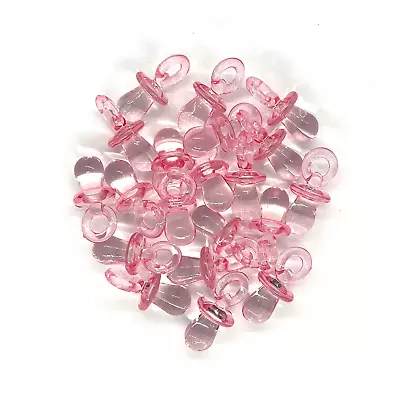 20 X Pink Dummy Charms Jewellery Crafts Baby Shower Favours Dummy Clips Clear • £2.95