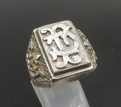 925 Silver - Vintage Antique Royal Crown Square Band Ring Sz 11 - RG23967 • $89.90