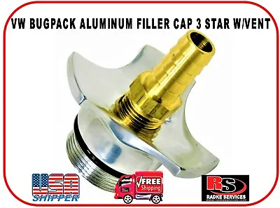 Vw Bugpack Aluminum Filler Cap 3 Star W/vent 3065 7903 Type 1 Replaces Neck • $26.95