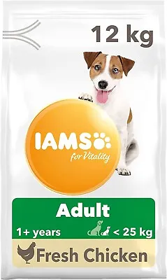 12kg IAMS For Vitality Small And Medium Breed Adult Dry Dog Food - Chicken - • £40