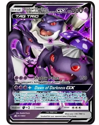 Pokemon Shadow Charizard Blastoise&Venusaur GX Tag Trio Metal Card Vmax Vstar • £6.95